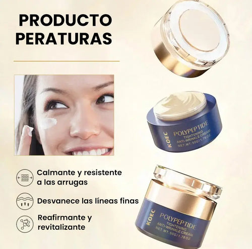 Crema antiarrugas japonesa con polipéptidos: reafirmante y tensora para rostro y cuello para mujeres. Reafirma, suaviza y reduce las líneas de expresión.