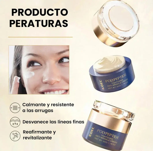 Crema antiarrugas japonesa con polipéptidos: reafirmante y tensora para rostro y cuello para mujeres. Reafirma, suaviza y reduce las líneas de expresión.
