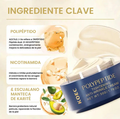 Crema antiarrugas japonesa con polipéptidos: reafirmante y tensora para rostro y cuello para mujeres. Reafirma, suaviza y reduce las líneas de expresión.