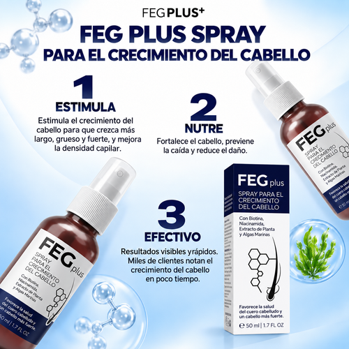 FEG Plus™ Hair Growth Spray | Tratamiento Anticaída y Estimulador Folicular Avanzado (50ml)