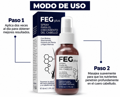 FEG Plus™ Hair Growth Spray | Tratamiento Anticaída y Estimulador Folicular Avanzado (50ml)